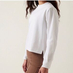 Athleta White Harlow Hybrid Long-sleeve Top